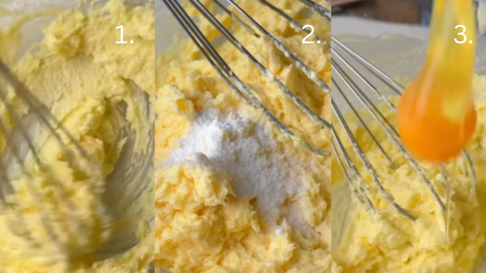 Whisking butter, sugar, salt, and egg together in a mixing bowl to create a creamy base for homemade Linzer cookie dough.