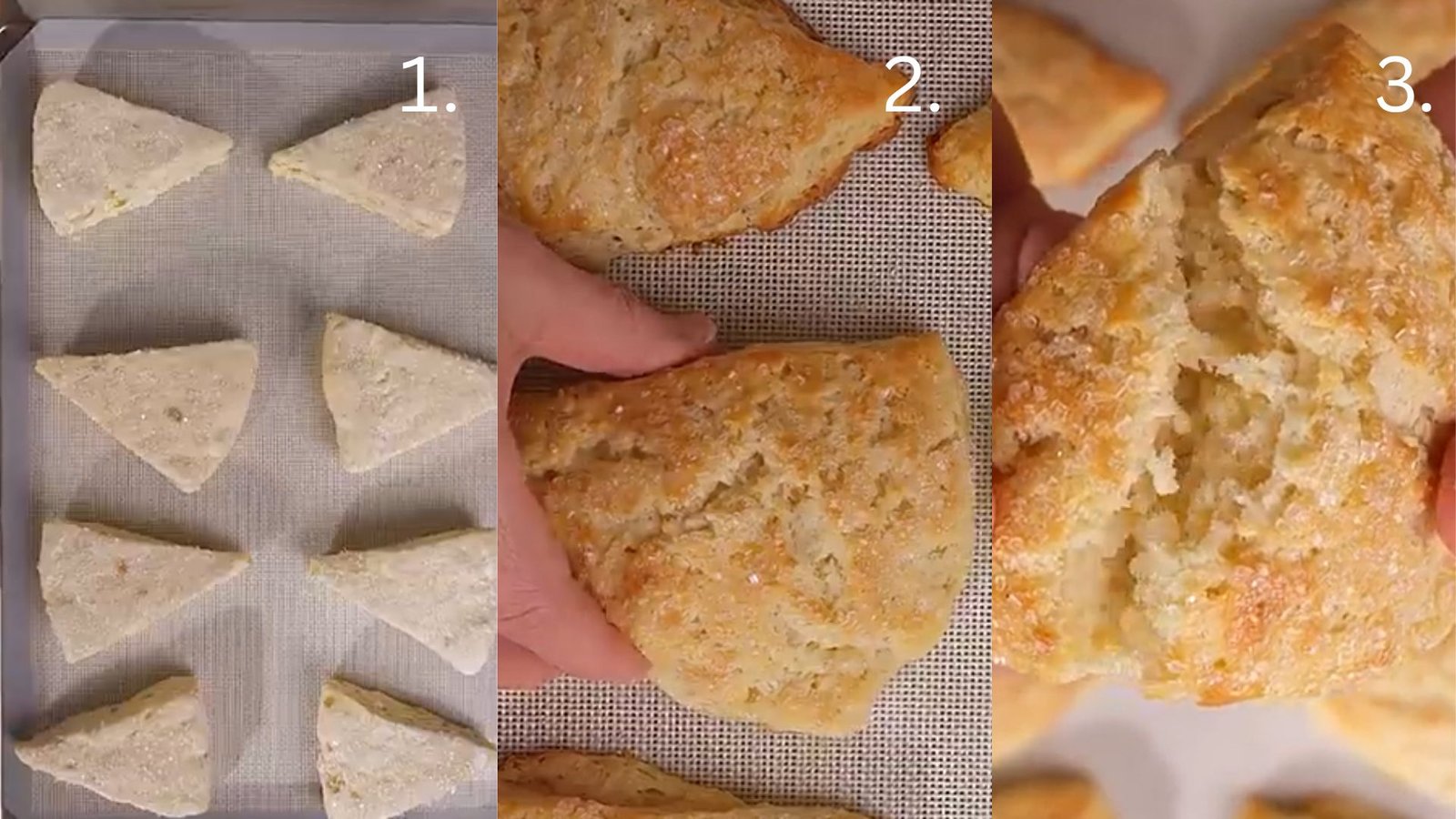 Freshly baked ginger scones cooling on a wire rack with golden tops and flaky layers.