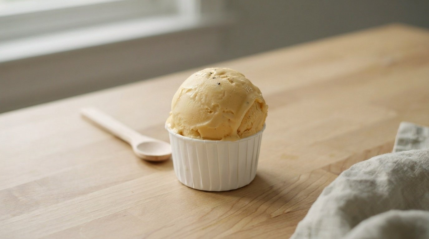 frozen custard scoop showing thick creamy texture richer than ice cream.