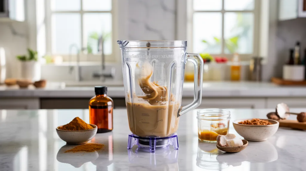 Sea moss gel blended with milk and spices to make sea moss drink.